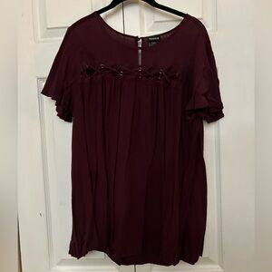 Burgundy short sleeve blouse Torrid size 0